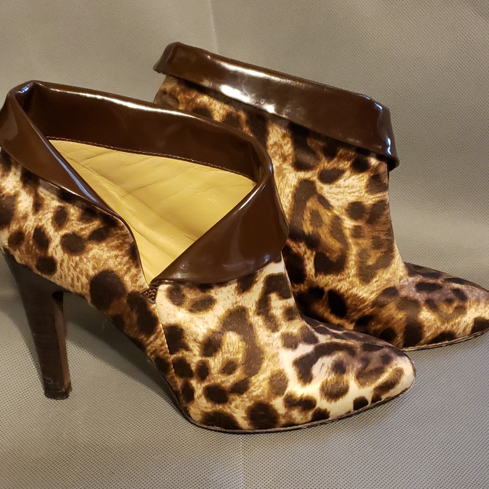 Michael Kors Cuffed Leopard Ankle Boots